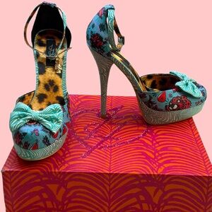 Iron Fist Loco Koko Turquoise Platform Stiletto Pumps 5” Heel Women’s 8 NWB